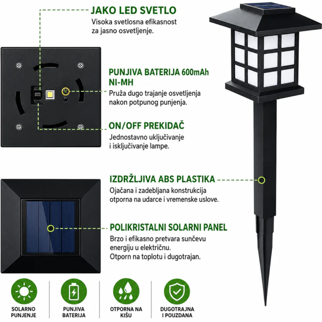 Solarni fenjeri za dvorište 6 komada