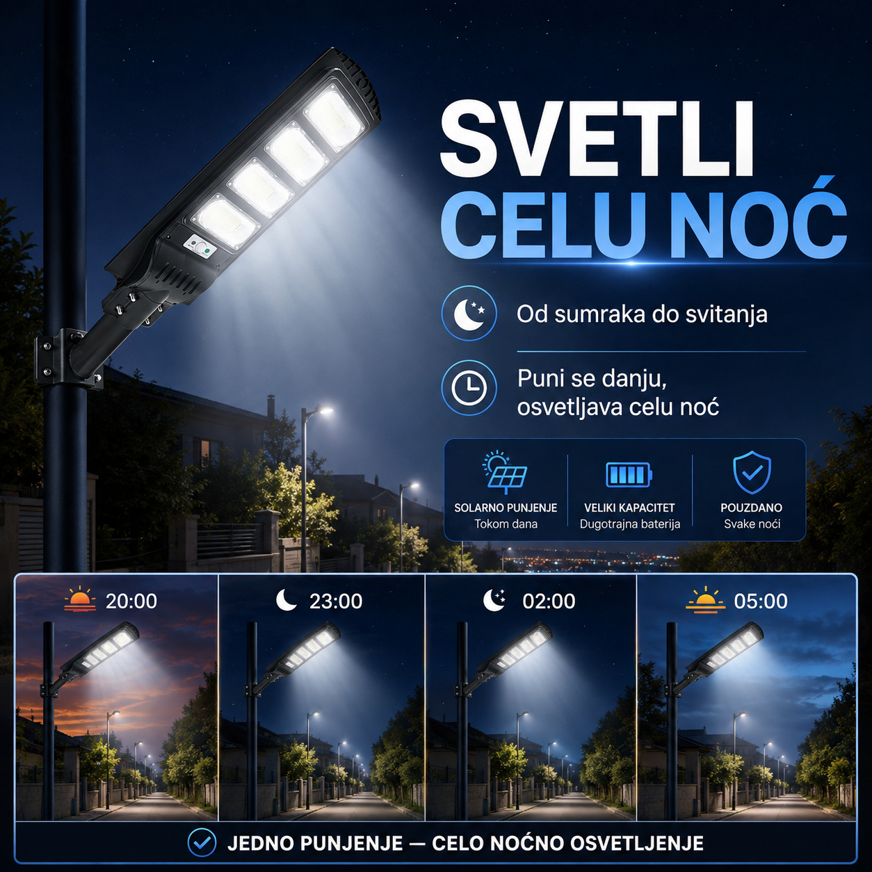 Solarni LED Reflektor Za Spoljnu Rasvetu 200W